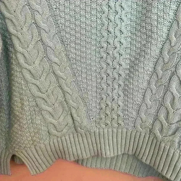 Ana Womens Cozy Turtleneck Chunky Cable Knit Sweater Aqua Blue Size Large - Picture 4 of 11